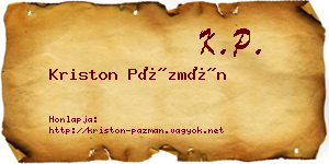 Kriston Pázmán névjegykártya